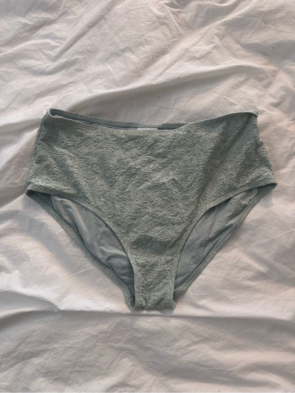 Andi Swim High-Waist Textured Bikini Bottoms - Sage Green NWOT!